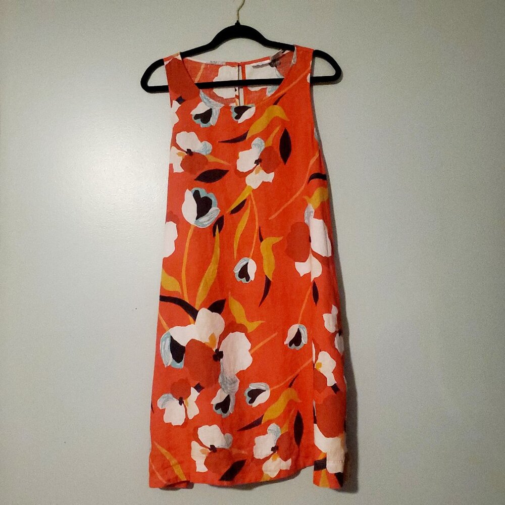 Linen Sigrid Olsen Floral Shift Dress with Pockets Size M